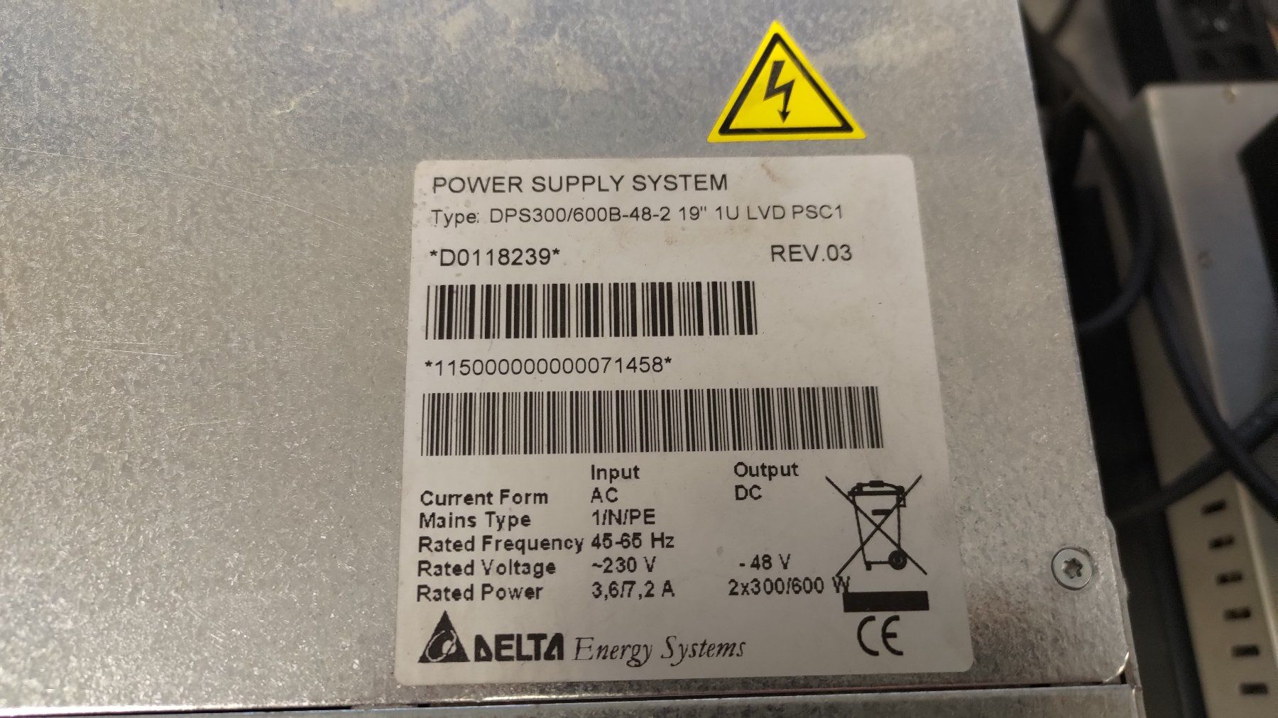 Stromzufuhr: Netzteil 48V Delta Energy Systems  DPS300/600B – Gebraucht aus Unterägeri von sumatronic 1