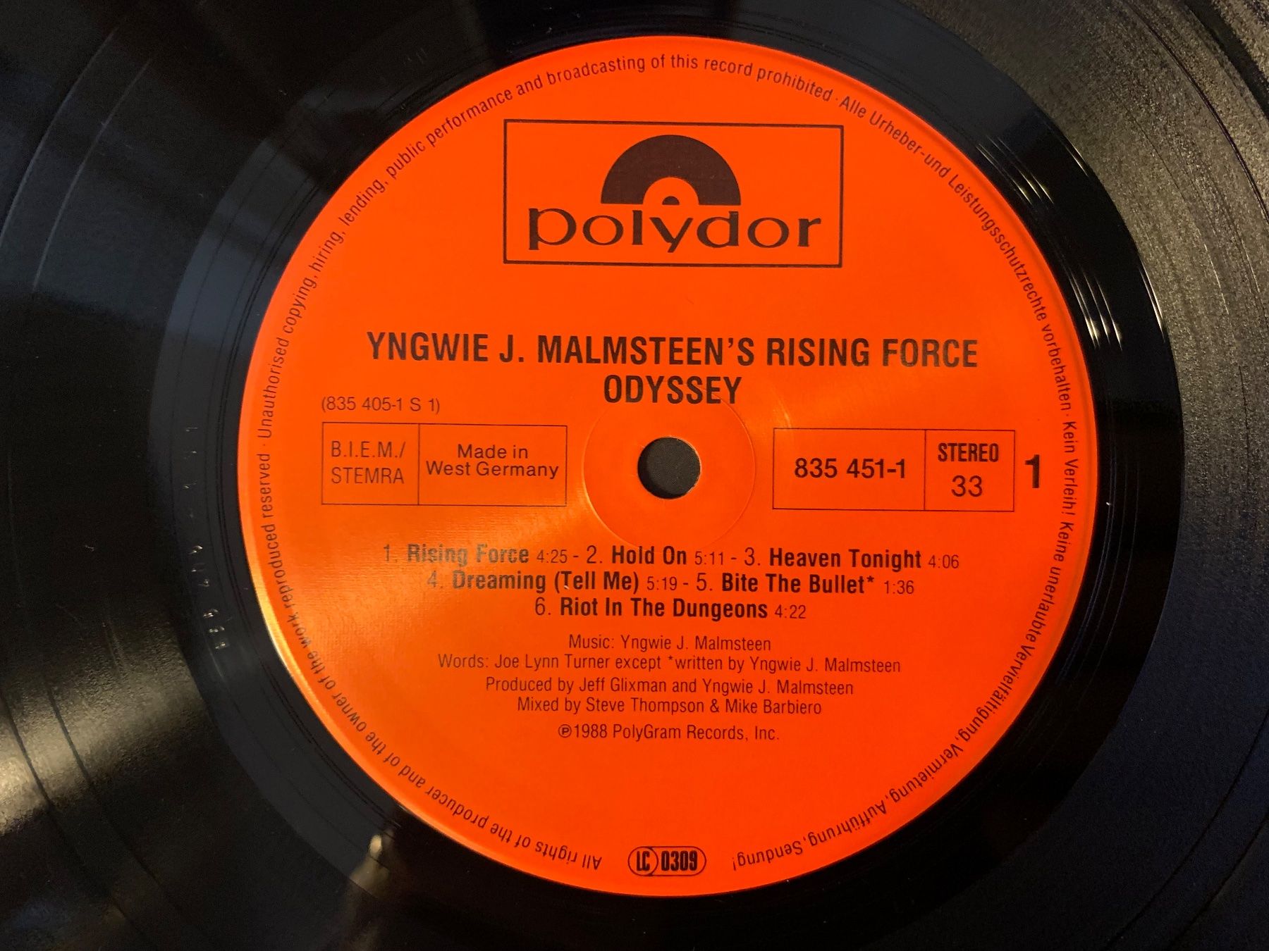 Dischi in vinile: Yngwie Malmsteen's Rising Force - Odyssey – Usato da Aesch BL venduto da BlueMusicRecords 4