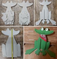 Basteln, 2 kleine Holz-Frösche