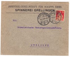 Lettre de Grellingen pour Oerlikon le 15.IV.21