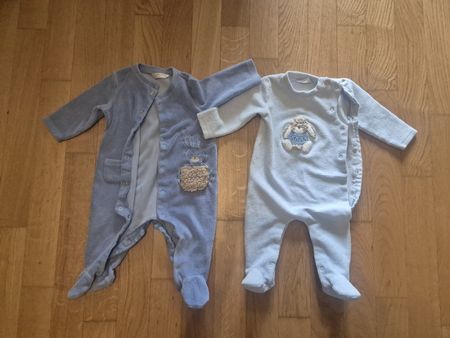 Bundle of 2 Mayoral Baby Sleepsuits, 2-4 months, Blue.
