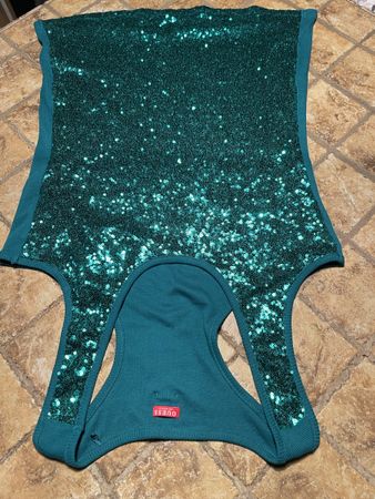Glamour Top Guess verde acqua con paillettes, tg M/L