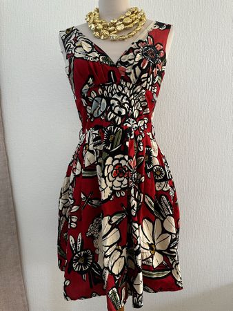 Robe Frida Kahlo imprimé rouge T36/38 coton neuf