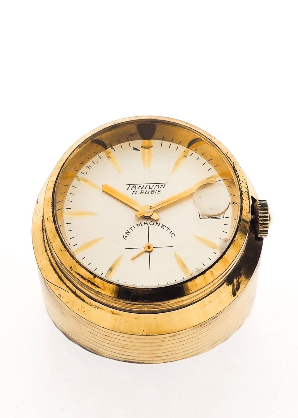 Swiss Orologi: TANIVAN Tischuhr mit Briefbeschwerer, antimagnetisch – Usato da Lugano venduto da R.Riccardo 1