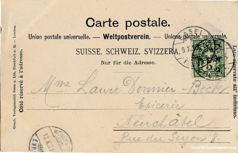Cartoline postali: Basel - Spalentor Lichtdruck + 1899 – Usato da Emmenbrücke venduto da teestube 1