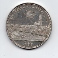 (188) CH, 5 Franken, Fribourg 1881, stgl