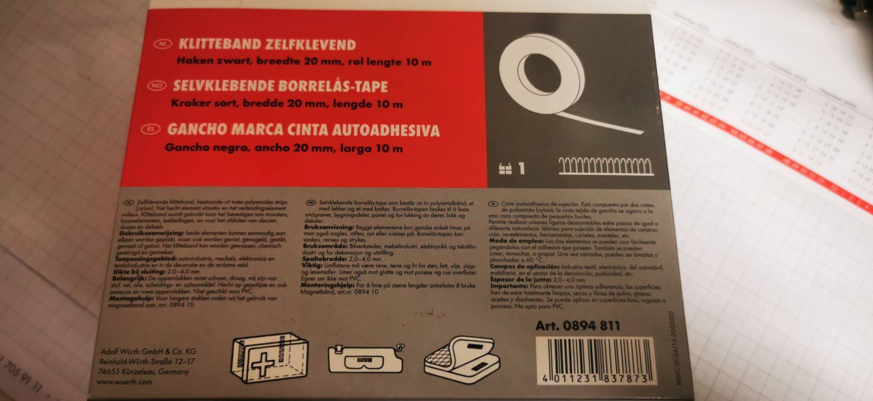 Nastri decorativi: 4x KLETTBAND SELBSTKLEBEND – Nuovo e nell'imballaggio originale da Dinhard venduto da nafnaf91