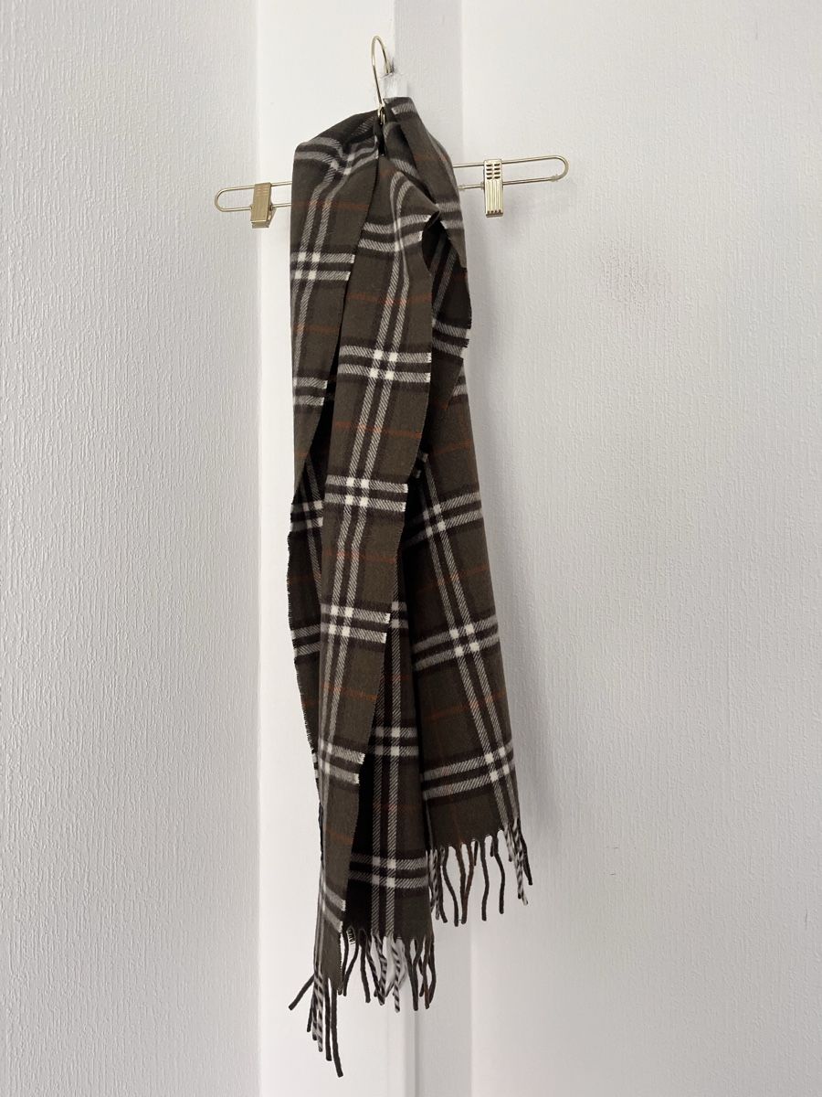 Burberry Foulard & Sciarpe: Burberry scarf wool check pattern olive green color – Usato da Lausanne venduto da Danash 6