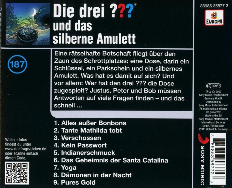 Audiolibri: Die drei ???  187/und das silberne Amulett CD – Nuovo e nell'imballaggio originale da Männedorf venduto da Molum 1