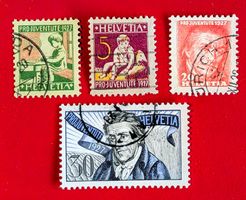PRO JUVENTUTE PESTALOZZI SATZ 41 - 44 1927 GESTEMPELT