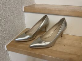 Pumps Navyboot silber Grösse 41 Leder gebraucht