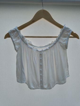 Süsses Rüschen Crop Top Weiss, Gr. 34