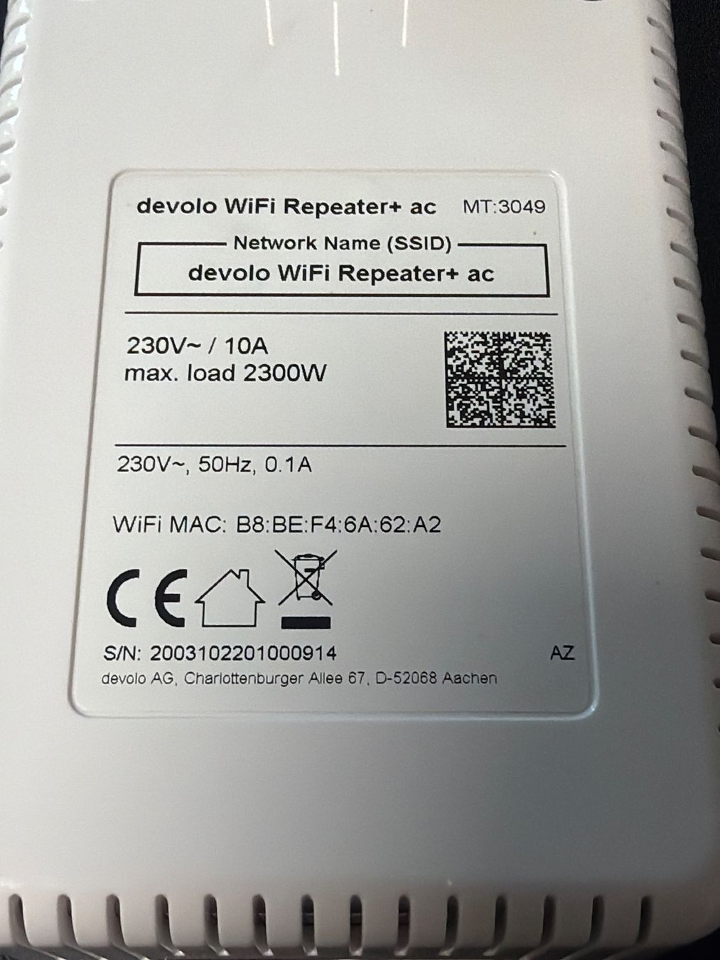 Devolo WiFi: Devolo WiFi Repeater+ ac weiss MT 3049 gebraucht – Usato da Stadel venduto da marcello32 1