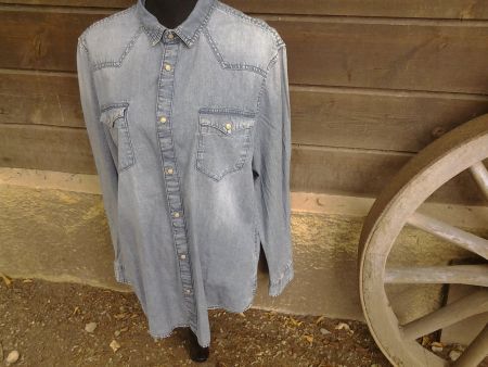 Chemise en jean délavé bleu clair coupe classique taille XXL