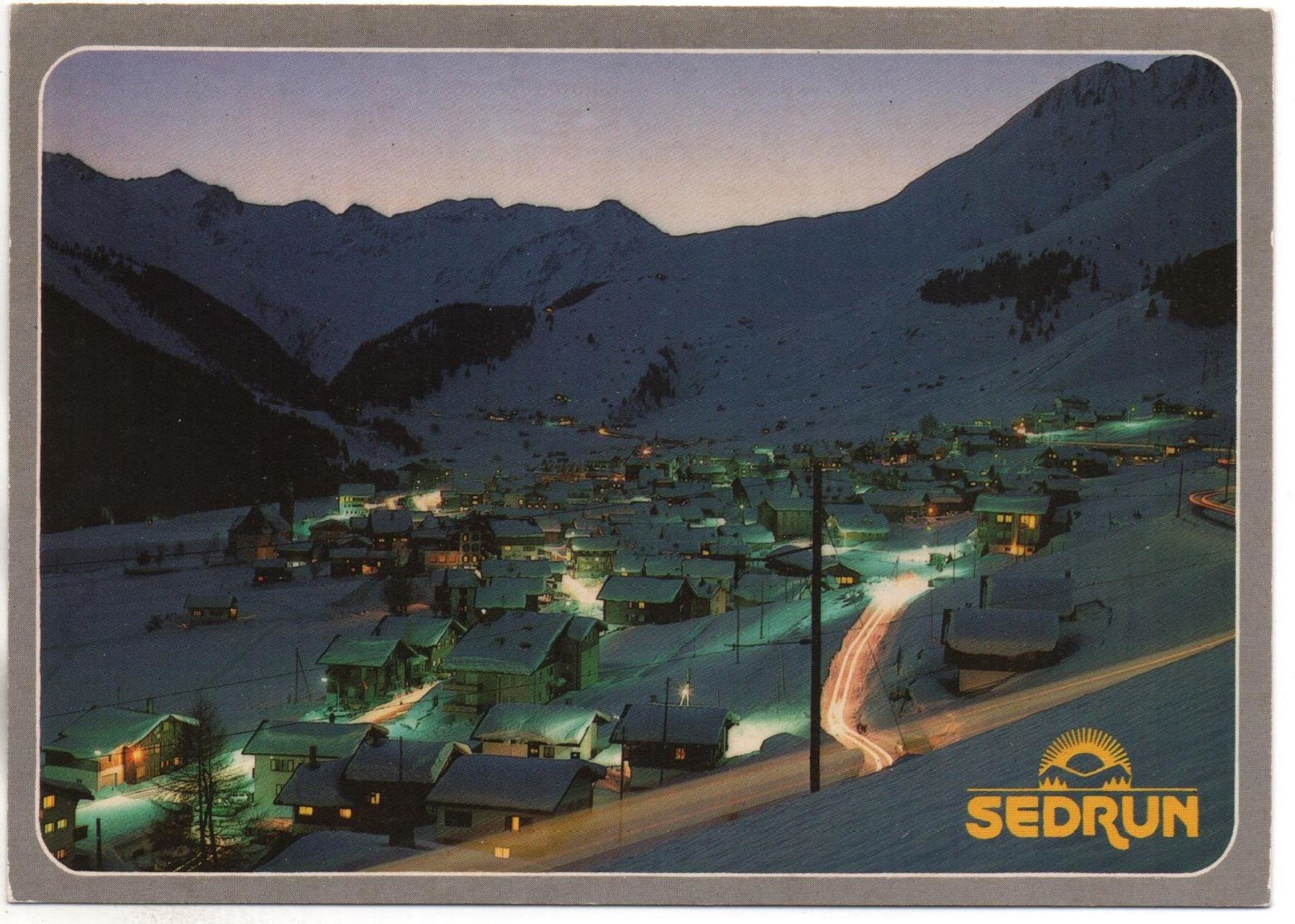 Ansichtskarten: SEDRUN Winterabend – Gebraucht aus Jona von philajona