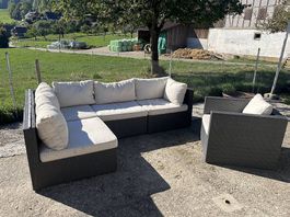 Garten Lounge Set Rattan schwarz mit Sessel gebraucht