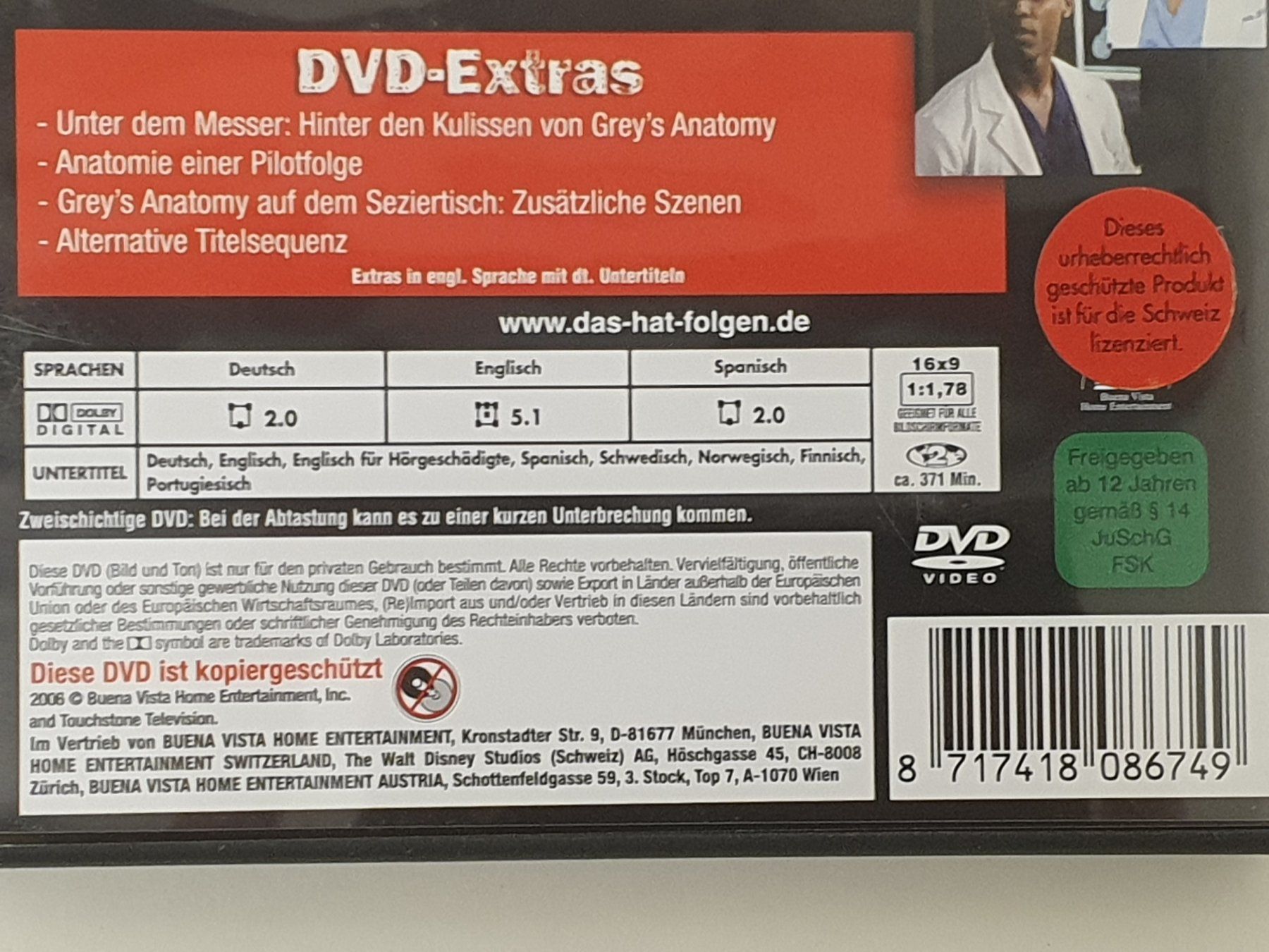 Tutti i DVDs: GREY'S ANATOMY, kompl. 1 Staffel - TOP, Schnäppchen! – Nuovo (secondo la descrizione) da Aegerten venduto da taxidermo 5