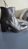 JFK Lederstiefeletten schwarz, Gr. 36 - Blockabsatz