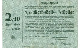 Erfurt 2.1 Goldmark 30.10.1923 VZ+-VZ++Nr2
