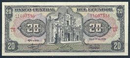 ECUADOR - 20 SUCRES 1986 - BANKFRISCH - UNZIRKULIERT