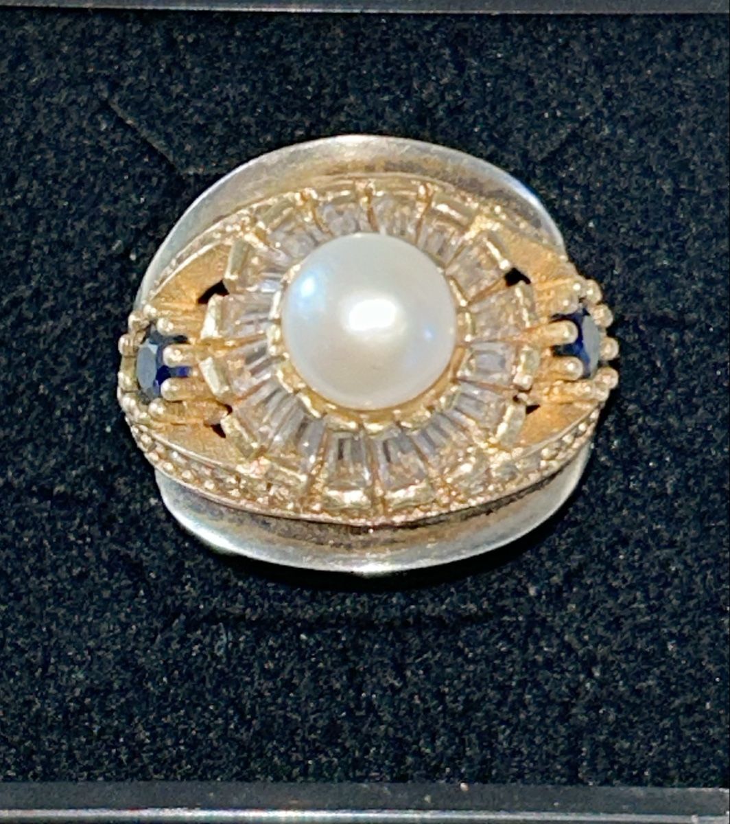 Anelli: Wunderschöner 925 Silber Ring mit Perle und Zirkonia Gr. 62 – Usato da Düdingen venduto da Reconflo 1