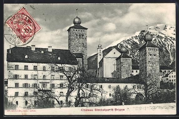 Cartoline postali: AK Brigue, Château Stockalper, 1906 – Usato da Berlin venduto da bartko-reher