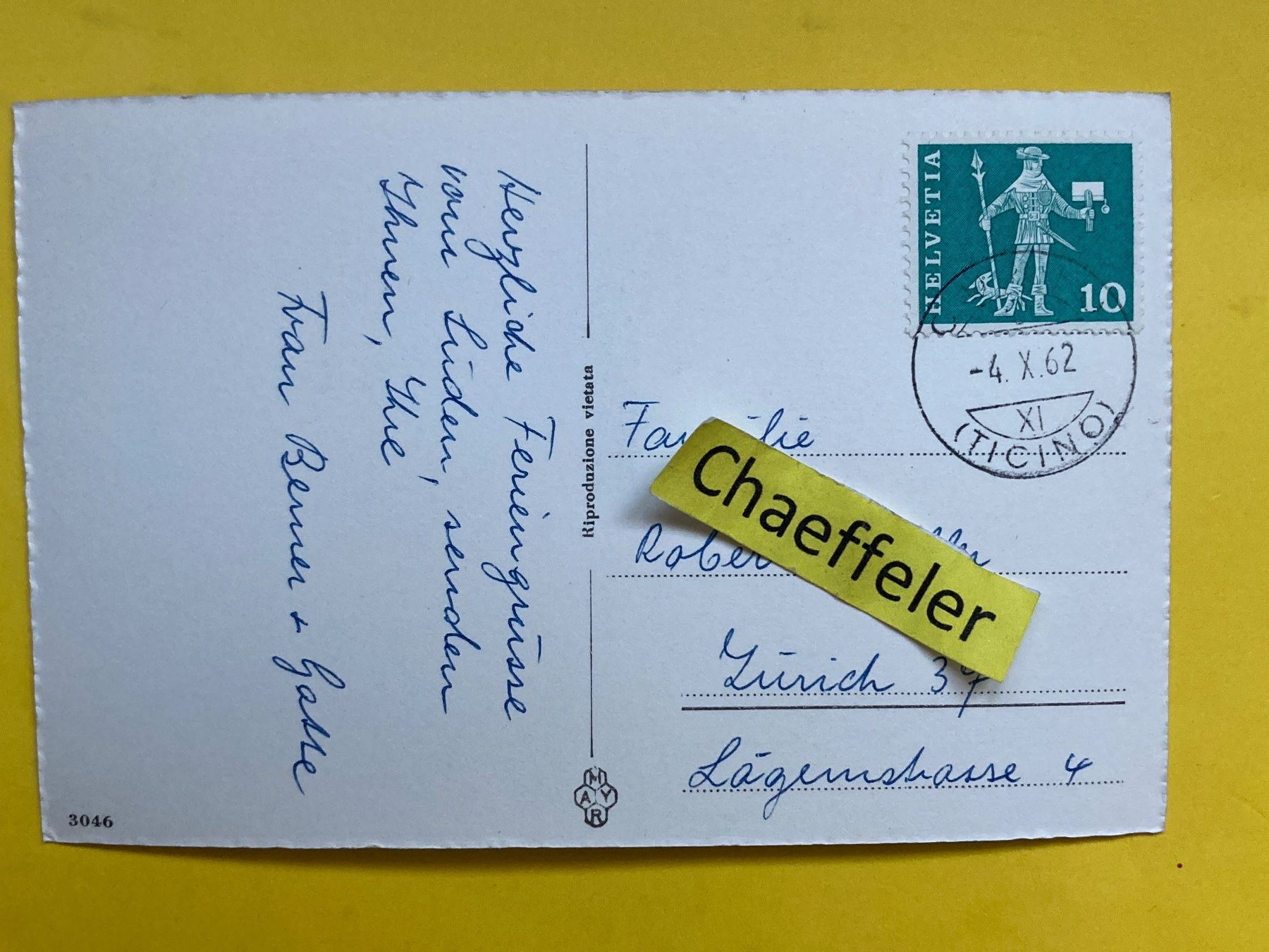 Ansichtskarten: 1962 Curio – Gebraucht aus Zürich von Chaeffeler 1