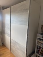 Sliding door wardrobe white grey wood effect 250cm wide