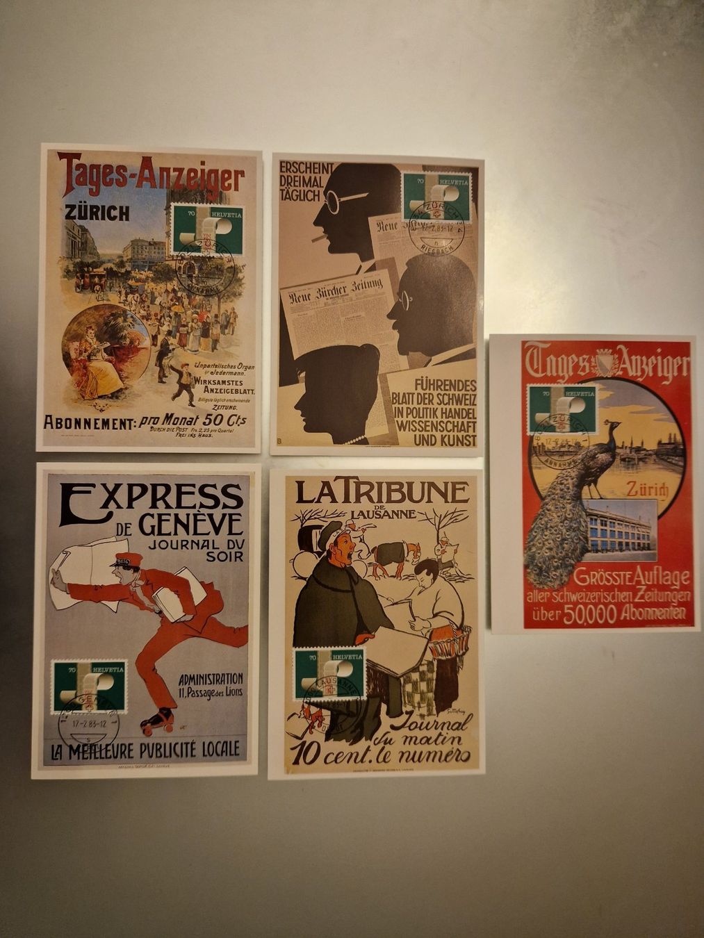 Tutti i francobolli: Maximumkarten: Zeitungs-Plakate-Set 5Stk. – Usato da Büetigen venduto da philat