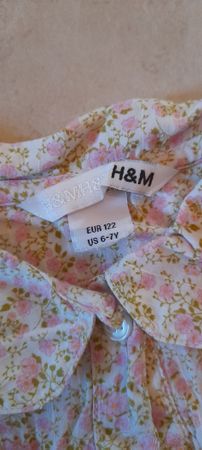 Bluse H&M Blumenmuster weiss rosa Grösse 122 Zustand gut