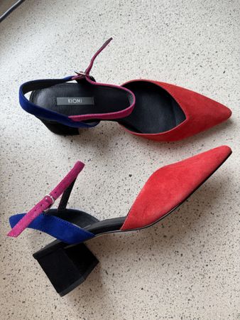 NEU KIOMI Slingpumps 38 Rot / Pink / Blau Leder Sandaletten