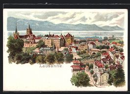 Lausanne, Ortsansicht mit Häuser, Kirch