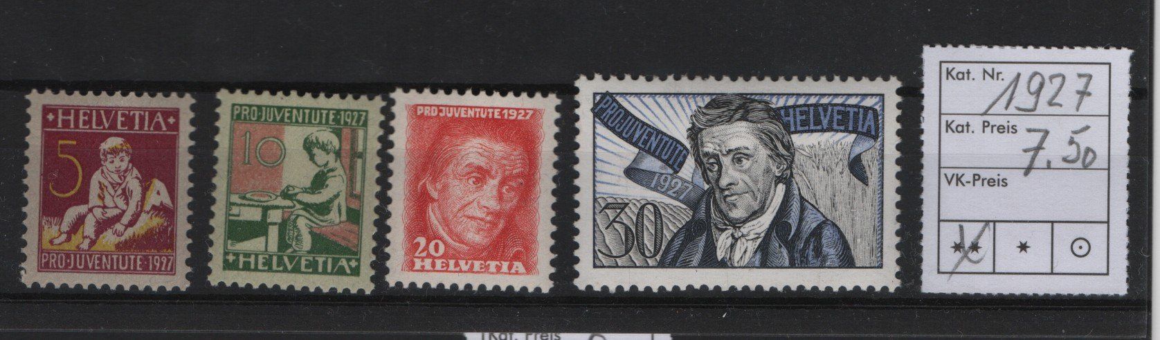 Tutti i francobolli: Serie 1927 Pro Juventute gestempelt Kat. 20.- – Usato da Gordola venduto da tist