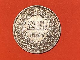 2 Franken 1947 B ( Silber ) Auflage nur 500'000 stk. ( 2 )