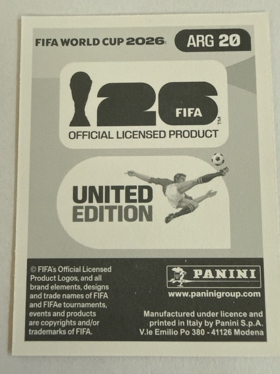Panini Carte collezionabili: FIFA WM 2026 ARG 20 – Nuovo (secondo la descrizione) da Stäfa venduto da eko_lkv8 1