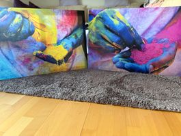 2-teiliges Wandbild Farbpulver auf Leinwand - 90x60 cm