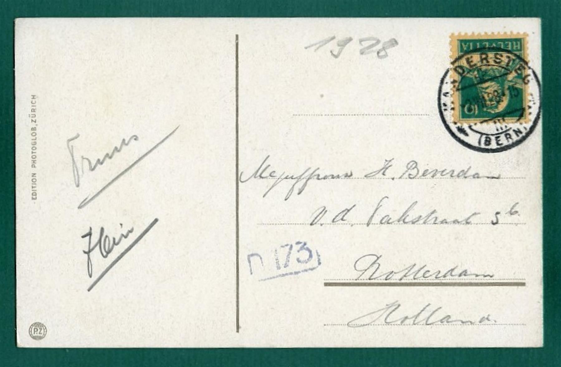 Cartoline postali: Blausee mit Doldenhorn, 1928, gelaufen – Usato da Sargans venduto da Hausi1951 1