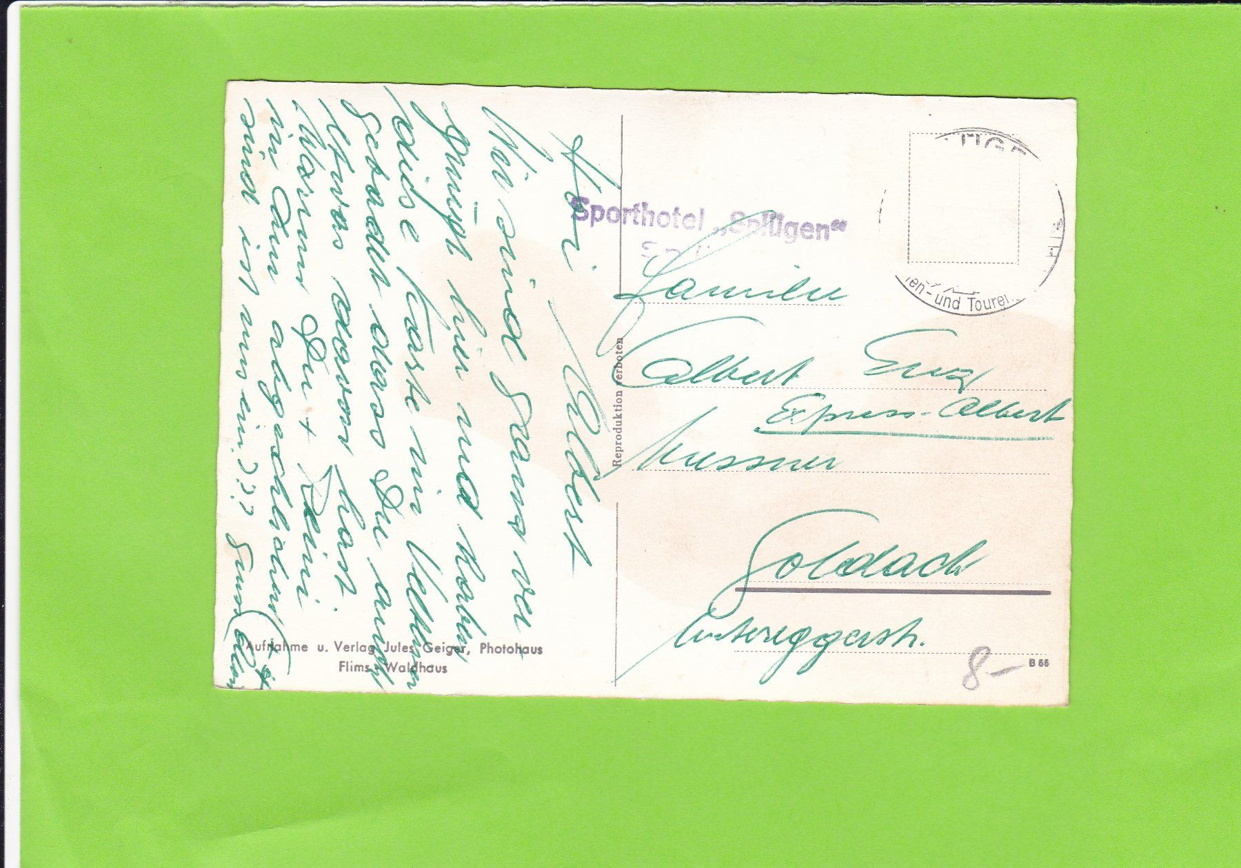 Cartoline postali: Splügen-Dorfpartie – Usato da St. Peterzell venduto da neckertal 1