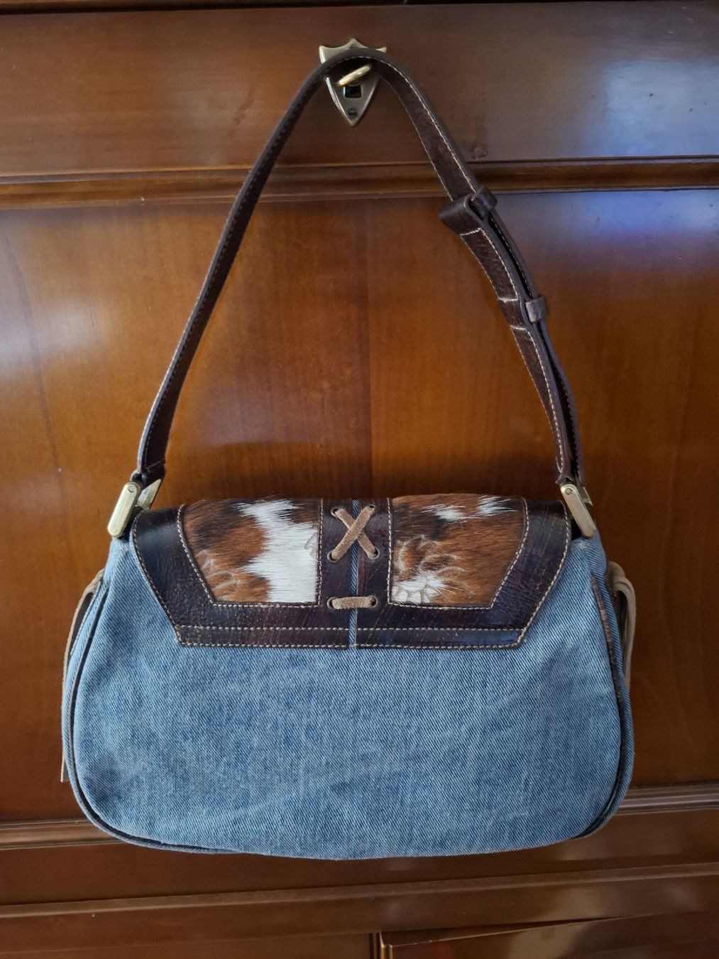 Borse da donna: Borsa Yurena denim e pelle marrone  – Nuovo (secondo la descrizione) da Viganello venduto da sor_dcq8 1