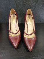 Vintage Prada Pumps, Leder Weinrot, Gr. 39,5 kaum getragen