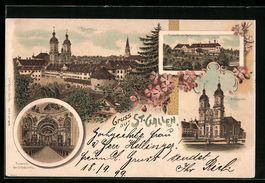 Litho St. Gallen, Stiftskirche, Kloster,
