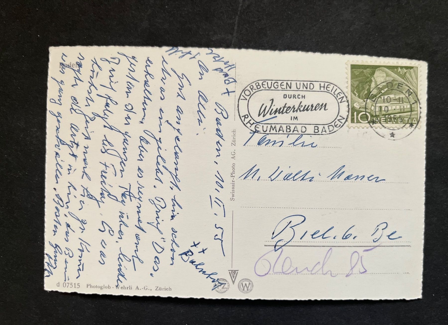 Cartoline postali: Baden Flugaufnahme ca 1950 – Usato da Ostermundigen venduto da DaxKarten-75 1