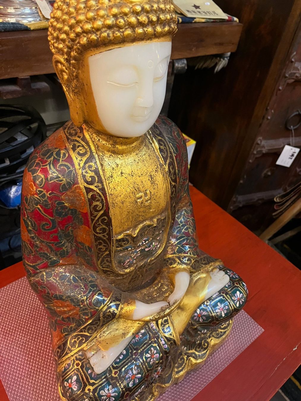 Statuette: Buddha Statue Naturstein mit Blattgold – Nuovo (secondo la descrizione) da Cham venduto da mjg1901 1