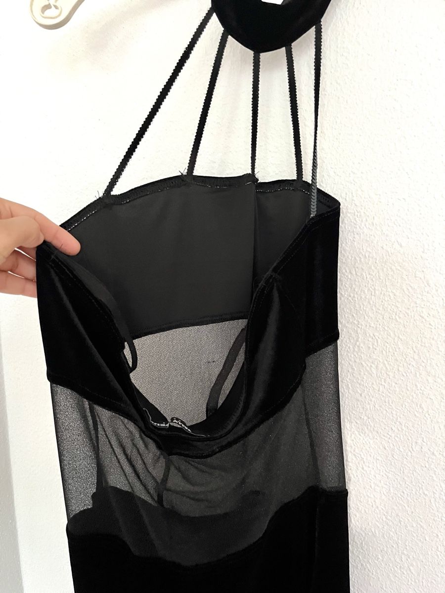 Tally Weijl Vestiti: Exklusives Schwarzes Samtkleid mit Netz-Einsatz - Grösse S – Usato da Basel venduto da JJ.Elena 6