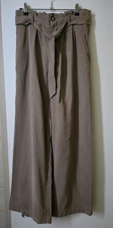 Pantalon large S/32, brun, coton