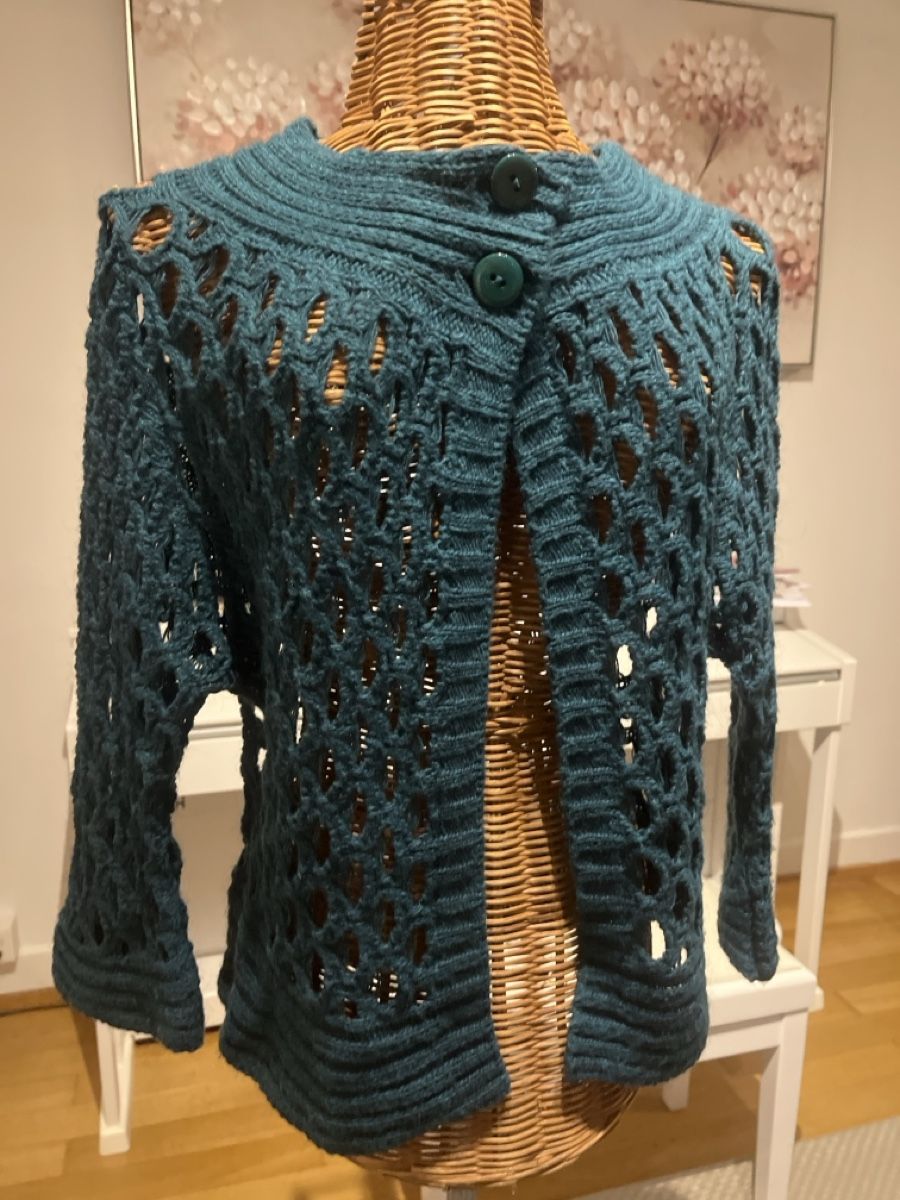 Giacche: Strickjacke Petrol, grob gestrickt, S – Usato da Solothurn venduto da Bobesch08 3