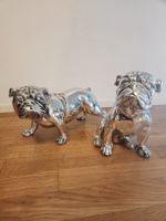 2 Silberne Bulldogge Dekofigur
