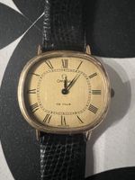 Omega De Ville Damenuhr Gold vergoldet Lederband guter Zusta