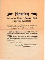 Piketstellung der ganzen Armee 31. Juli 1914
