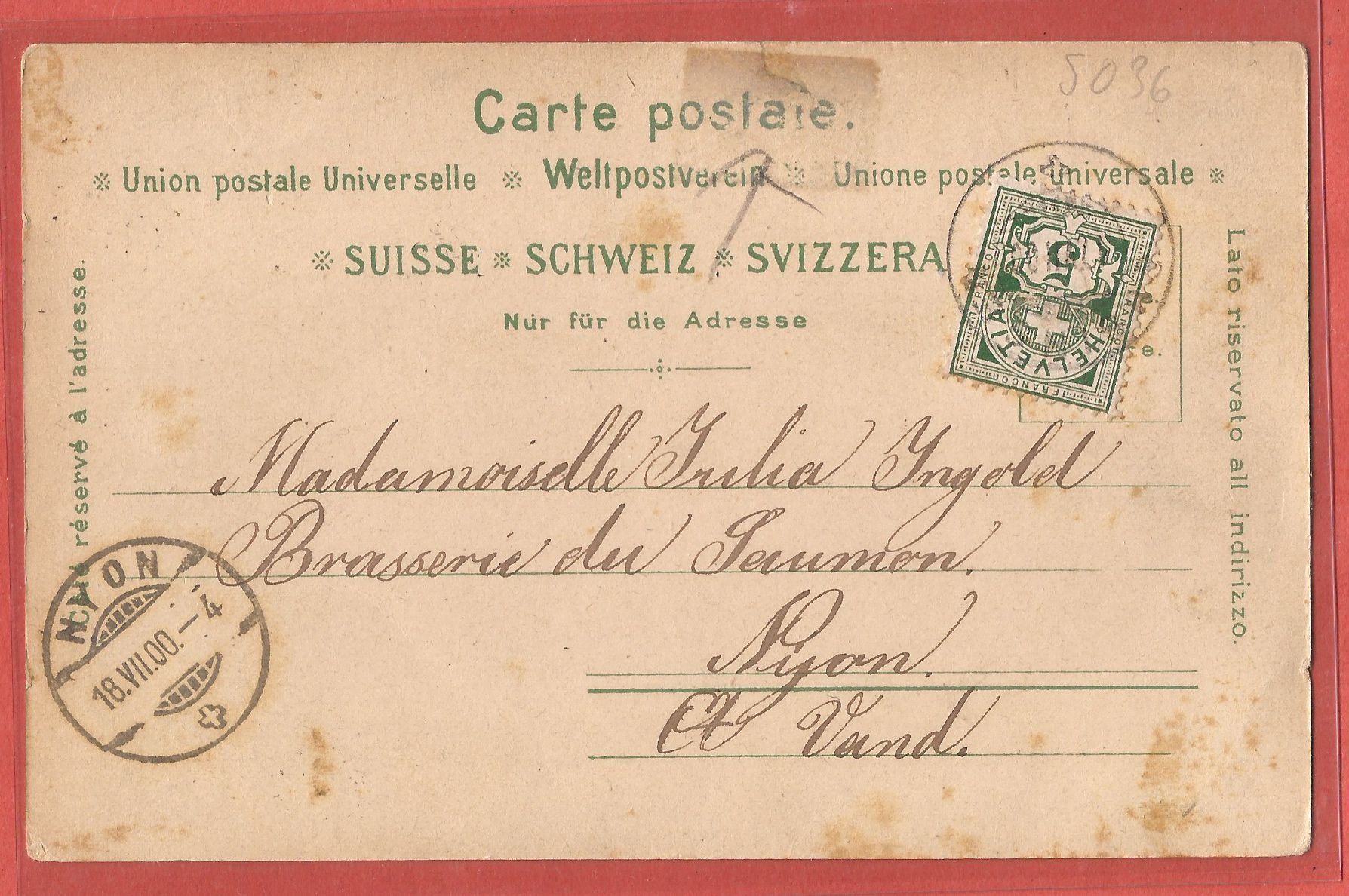 Cartoline postali: Subingen - Litho 1900 – Usato da Fislisbach venduto da Porano 1